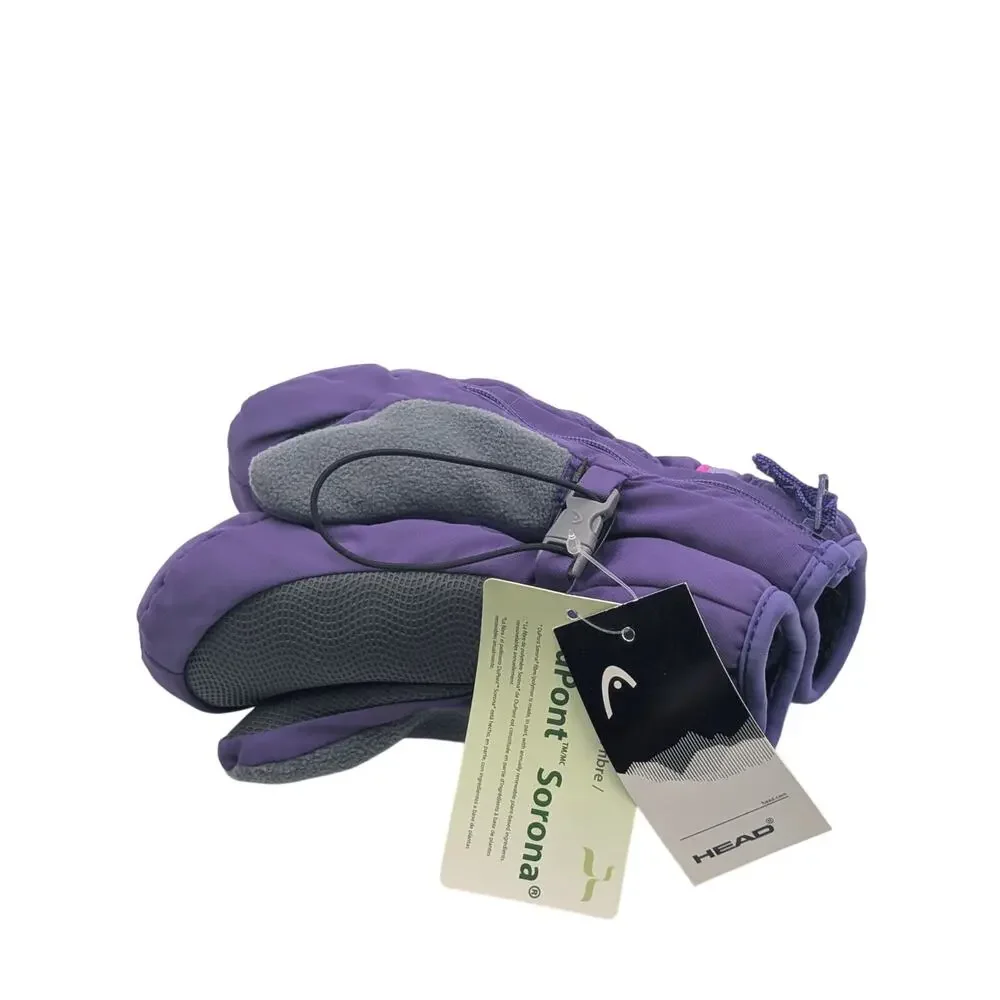 Head Youth Girls Size XXS (1-2) Warm Mittens Zip Up Gloves Purple/Violet New